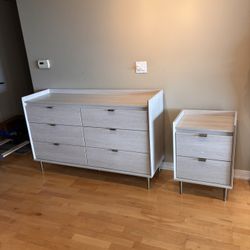 Cream Oak Colored Dresser And Nightstand 