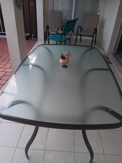 Glass patio table