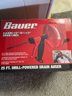 Bauer 25 ft. Drill powered drain auger