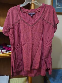 Gloria Vanderbilt Dry Rose XLarge S/S V-Neck Top Vintage