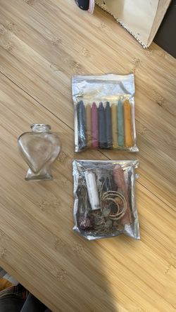 Heart jar, candles, salt, dried flowers