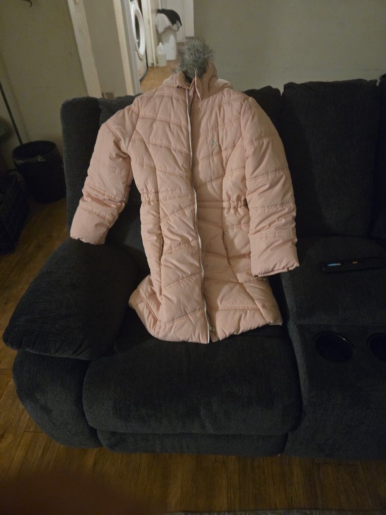 Calvin Klein XL Silver Pink Hooded Jacket