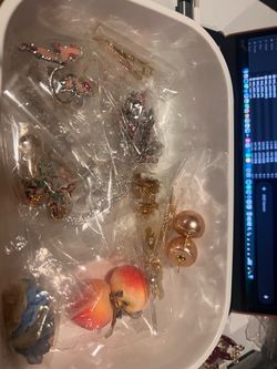 Assorted Fashion Jewelry Bundle - Peach Earrings, Rhinestones & More!