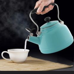 Chantal Vintage 1.7 Quarts Enamelware Whistling Stovetop Tea Kettle