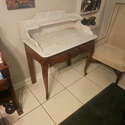Louis XV Style Walnut And Marble Table