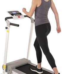 Sunny Health & Fitness SF-T7610 Electric Walking Folding Treadmill with LCD Display and Device Holder, 220 LB Max Weight, White