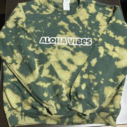 Aloha Vibes Tie Dye Men’s Size Medium Long Sleeve Sweater Crew Neck 100% Cotton