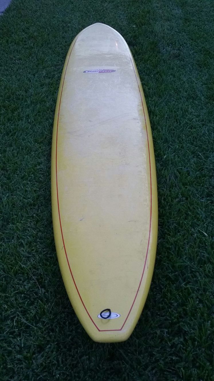 9.0 Longboard surfboard yellow surf tech epoxy