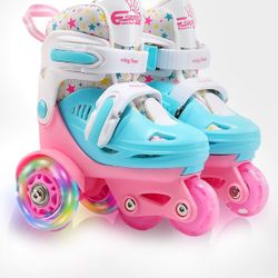 Child Roller Skates Roller Blades Kid Adjustable Kids Size 8 9 10 11 12 Light Up LED