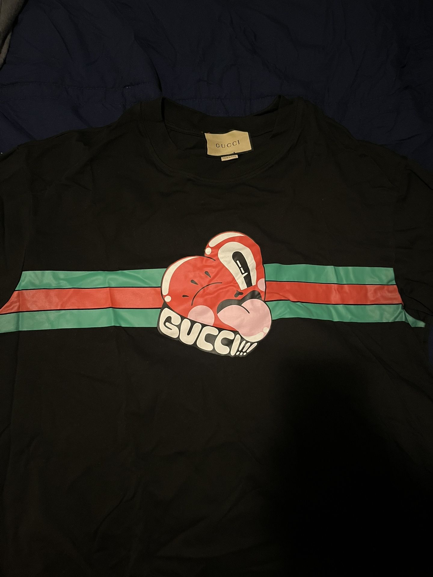 Large Black Gucci Shirt With Animated Heart-No Longer In Stores