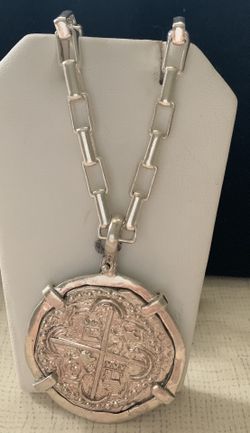 Big Atocha coin pendant with silver chain