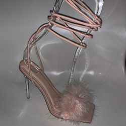 Pink Feathery Heels