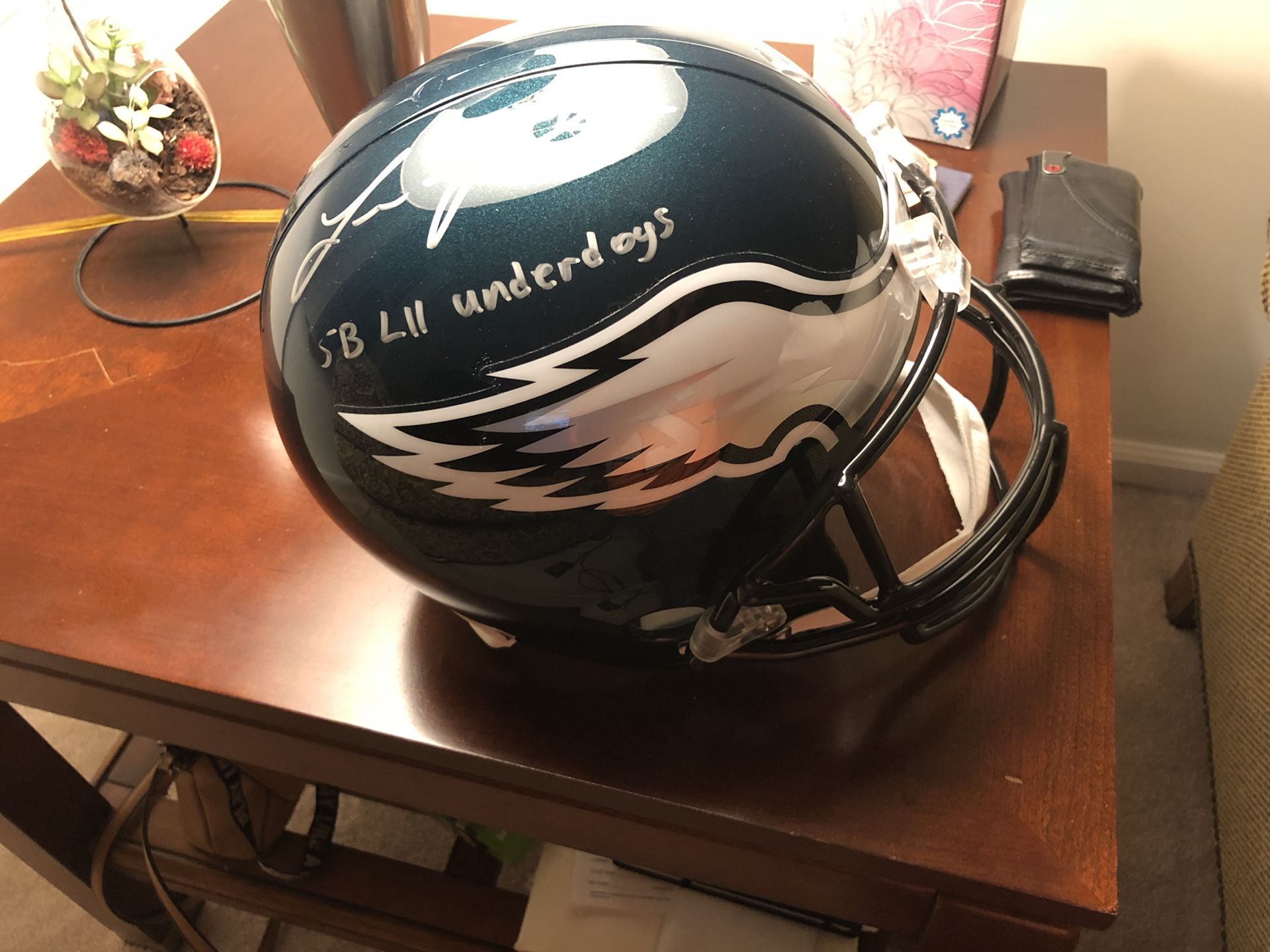 Lane Johnson Signed Super Bowl LII Eagles Full Size Helmet Inscribed “SB LII Underdogs” JSA/COA