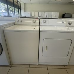 WHIRLPOOL SET WASHER AND DRYER WHITE/BEIGE