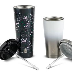 TAL Stainless Steel Coolie Tumblers 2-Pack, 24 fl oz and 18 fl oz, Black and Silver
