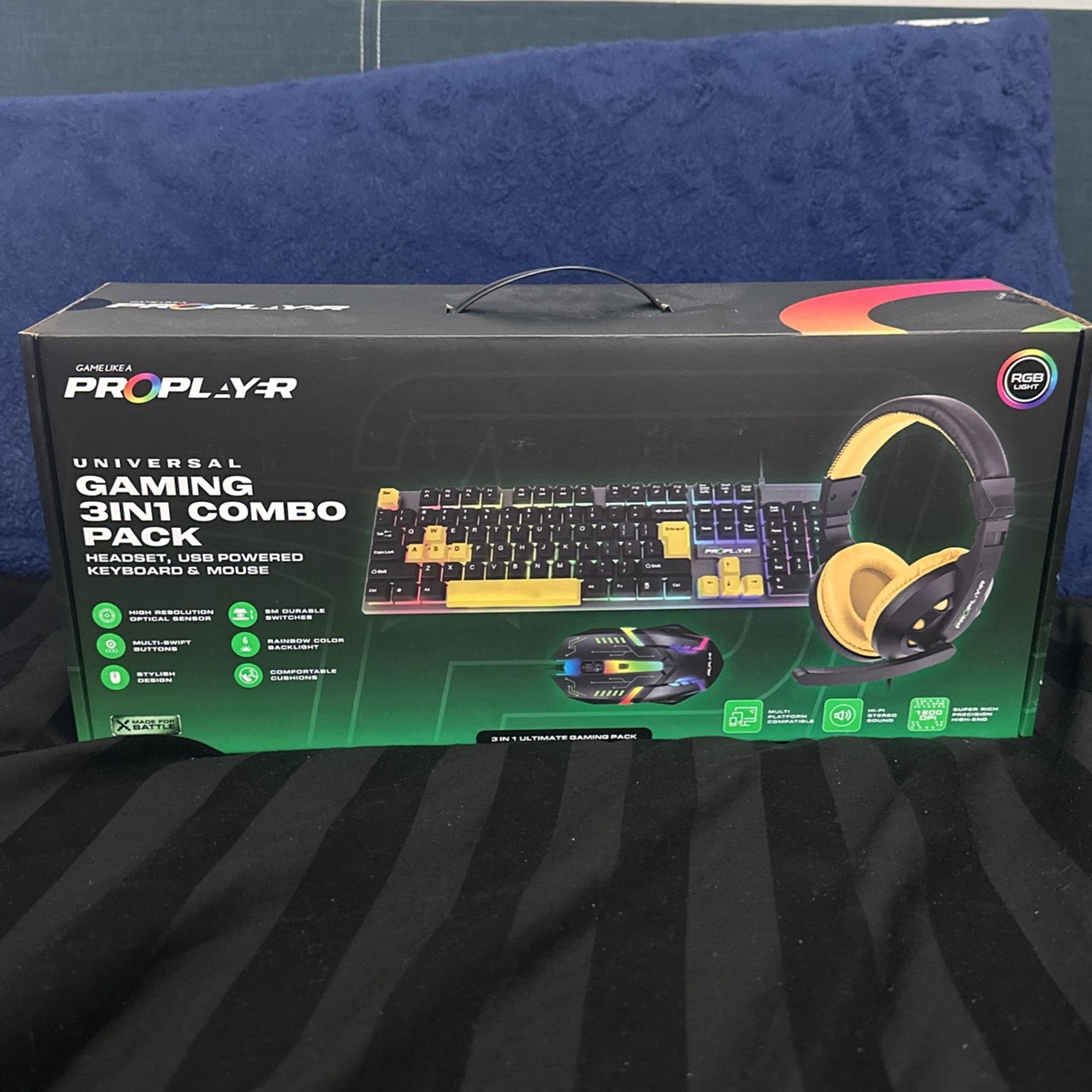 Pro player 3 In 1 Gaming Headset, Key Board, And Mouse.