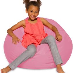 Posh Creations Bean Bag Chair for Kids, Teens, and Adults Includes Removable and Machine Washable Cover, Solid Pink, 38in
