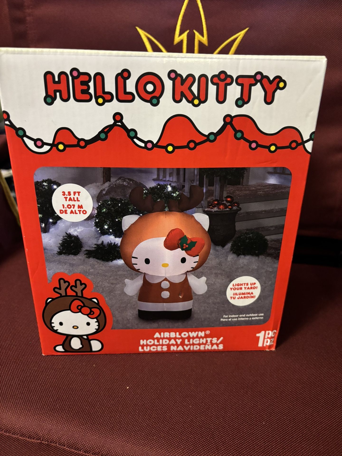 Big Hello Kitty Red Christmas Inflatable -Lights Up - 4.5 Feet Tall- NEW IN BOX
