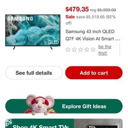 Samsung 43 inch QLED Q7F 4K Vision AI Smart TV, (2025)