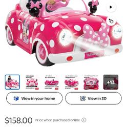 Minnie Mouse Power Wheel Vehicle With Actual Lights And Minnie Mouse Bicycle