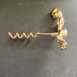 Vintage Brass and Wood Little Boy Corkscrew Bottle Opener rare antique