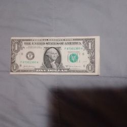 Miscut One Dollar Bill