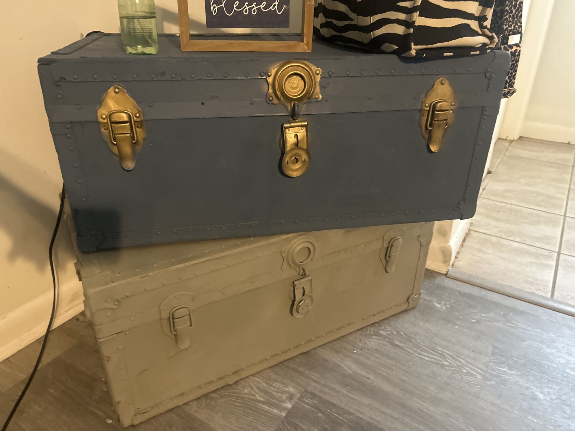 Old Military Trunks That Need To Be Repainted They Are Huge