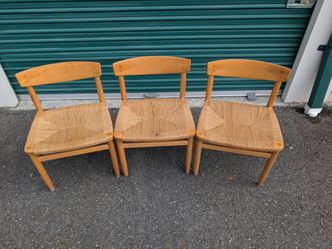 Borge Mogensen Karl Anderson Öresund Swedish White Wood Dining Chairs set of 3