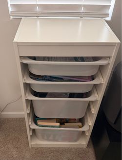 White Storage Unit with Pull-Out Bins