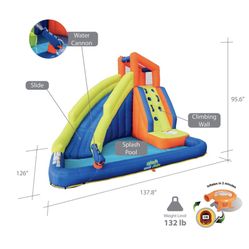 New In Box First Splash 'n Slide combines the fun of climbing, sliding and water play for your kids. Made with puncture- and UV-resistant materials wi