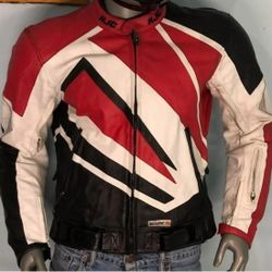 VTG Riding Jacket Size 44 Men Leather, Armor, HJC CIROTECH RIDING GEAR