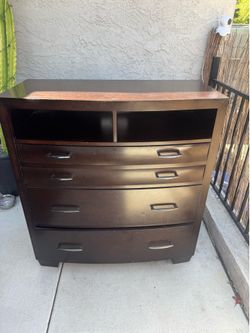 Dark Wood 4-Drawer Media Chest Dresser
