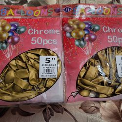 5" Gold Chrome Balloons New
