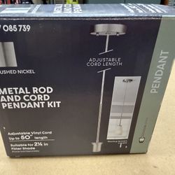 Brushed Nickel Pendant Light Kit with Partial Metal Rod