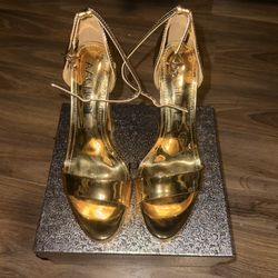 Gold Chunky Platform Heels