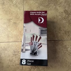 DIO LUDO - Stainless Steel Knife Set Red 8-Pieces Essentials for the Kitchen