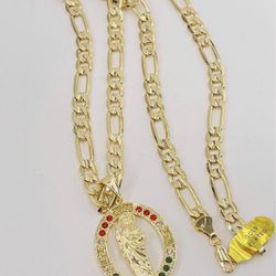 San Judas y Cadena estampada,orò laminado 14k/Saint Jude and Chain stamped, 14k Gold plated no