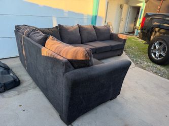 Dark Gray Fabric Sectional Sofa