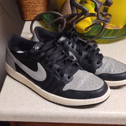 Nike Air Jordan 1 Low Retro Shoes OG Shadow Black Grey Men's Size 12  Shoes 2015