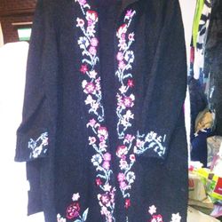 womens long cozy floral cardigan sweater