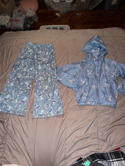 Stitch girls 7/8 clothes. Pants have stains & piling see pics. Windbreaker Jacket in great condition