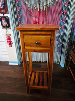 Narrow Side Table, Tall Nightstand with Drawer and Shelf 14"×31.5"×11.5"