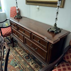 Solid Wood Traditional Dining Buffet / Sideboard – Carved – Cherry Finish
