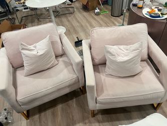 Blush pink velvet chairs