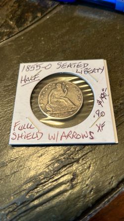 1855-O Silver Seated Liberty Half Dollar -FULL SHIELD & LIBERTY with ARROWS!