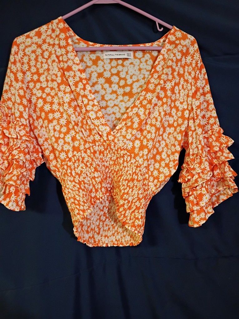 Reformation Floral Orange Top Size 4