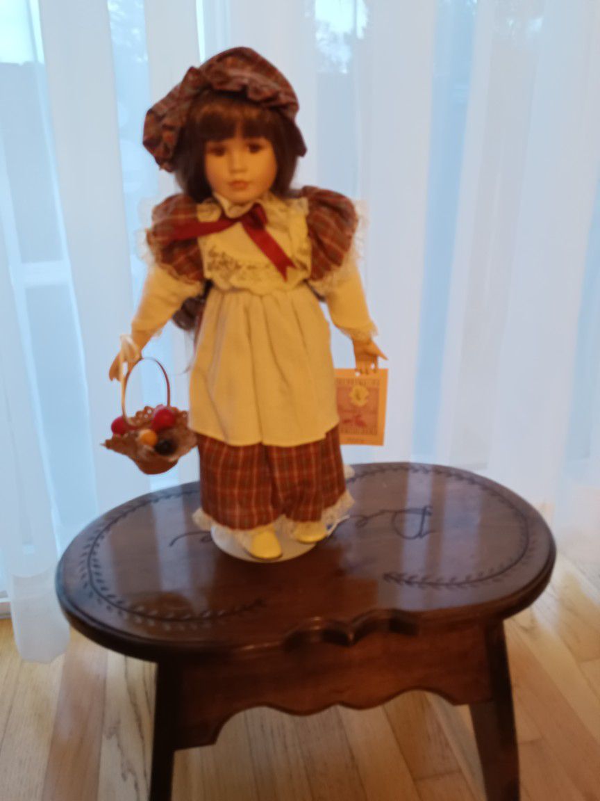 Porcelain Mary Doll With Basket
