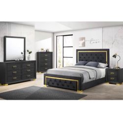 4- Pc Bedroom set Dresser,Mirror  Nightstand (1) Queen size bed frame  Not including Mattress and Box Sp