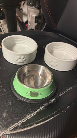 • Ceramic & Stainless Steel Pet Bowls Bundle - 3 Pack for Cats/Dogs