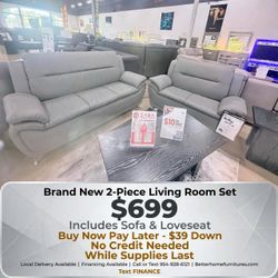 Gray Sofa and Loveseat 2-Piece Set
